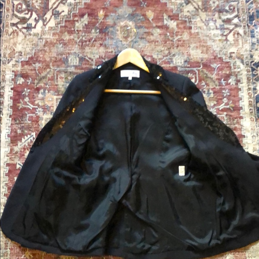 Tux Style Blazer With Black Sequin Lapel - image 3